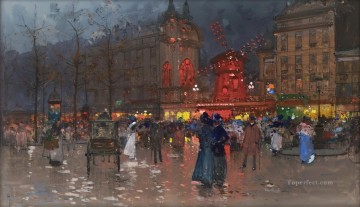 街並み Painting - ムーラン・ルージュの夜 ウジェーヌ・ガリアン パリジャン